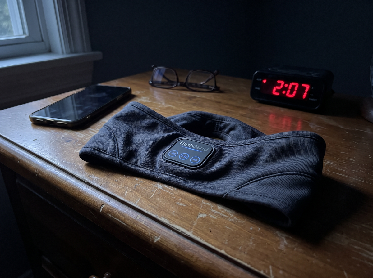 HushBand on a nightstand at night